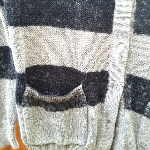 Gap Vintaged Striped V Neck Cardigan Navy Gray S - Picture 3 of 4